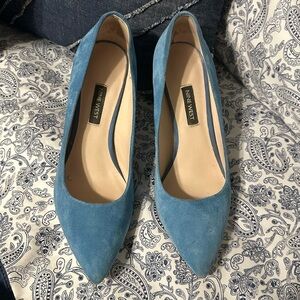 Heels pumps size 7.5 blue suede Nine West